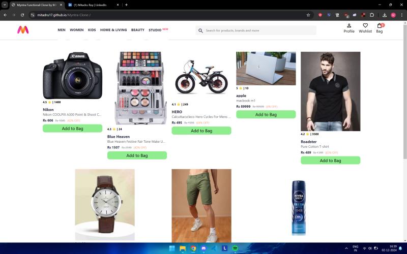 myntra clone e-commerce